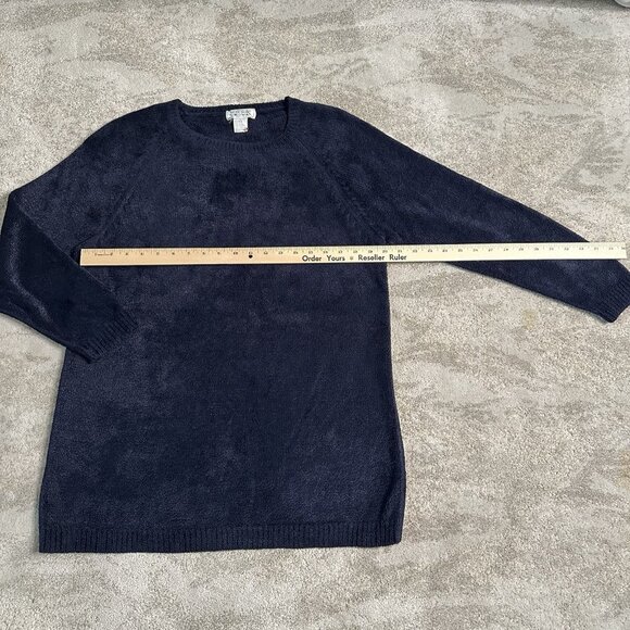 Bergdorf Goodman "On The Plaza New York"  Womens Blue Crewneck Sweater Size L - Picture 1 of 7
